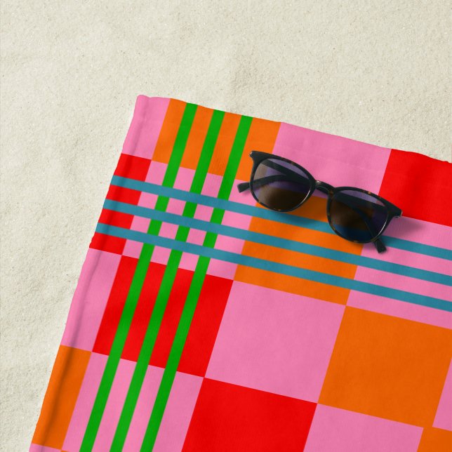 Toalla De Playa Plaid Retro  (In situ)