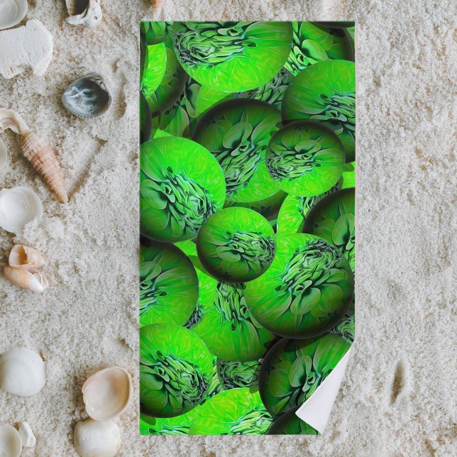 Toalla De Playa Planetas verdes de neón en óptica 3D (Subido por el creador)