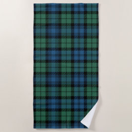 Toalla De Playa Plant Clan Campbell Tartan Blue Black Green Check