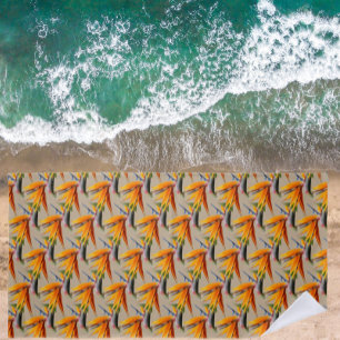 Toalla De Playa Planta de Ave del Paraíso Naranja Patrón en Caqui