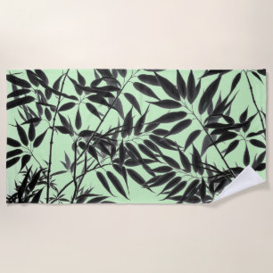Toalla De Playa Planta de bambú verde negro y blanco