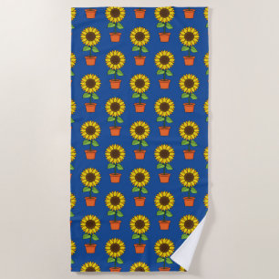 Toalla De Playa Planta de girasol en una olla