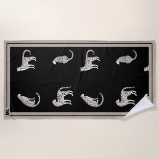 Toalla de playa Planta de hojas de Monstera y nomb