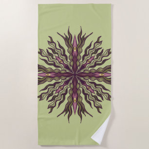 Toalla De Playa Planta de Ojo Psicodélico - Mandala Botánico Surre