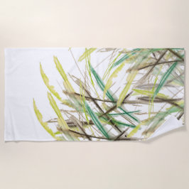 Toalla De Playa Plantas Boho Acuarela Pintada A Mano