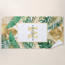 Plantas tropicales verdes y de oro