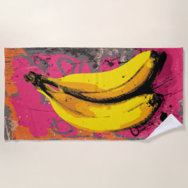 Toalla De Playa Plátanos Pop Art con fondo de Salpicadura Urbana