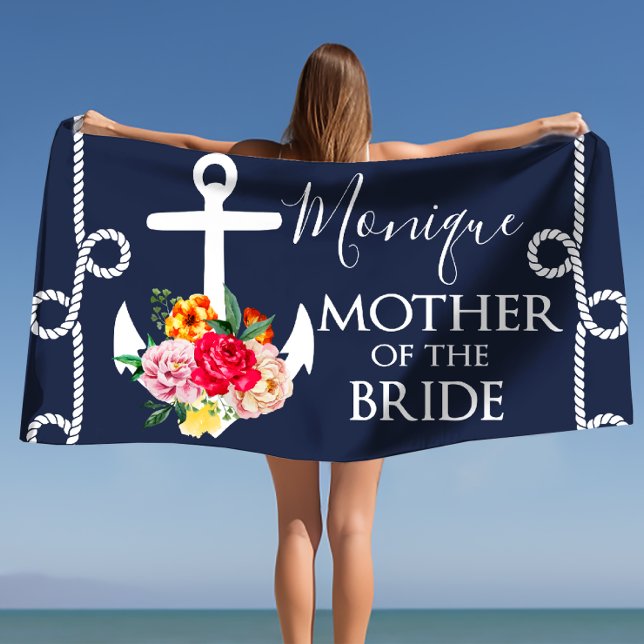 Toalla De Playa Playa Boda personalizada de Madre de Novia (Mother of the Bride Personalized Wedding Beach Beach Towel)