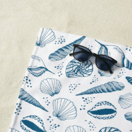 Toalla De Playa Playa de Seashell Blue White