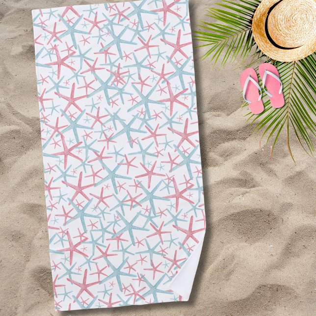 Toalla De Playa Playa de verano tropical cúpula (Teal Pink Nautical Tropical Starfish Summer Beach Beach Towel)