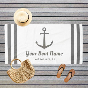 Toalla De Playa Playa del nombre del barco Personalizado blanco y