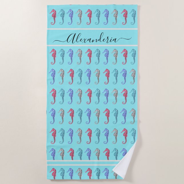 Toalla De Playa Playa Rusa Pescado Tropical Sage Coral Verde Rosa (Anverso)