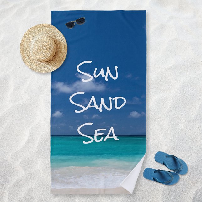 Toalla De Playa Playa tropical de arena dorada Agua turquesa (Sun Sand Sea Tropical Beach Turquoise Water Beach Towel)