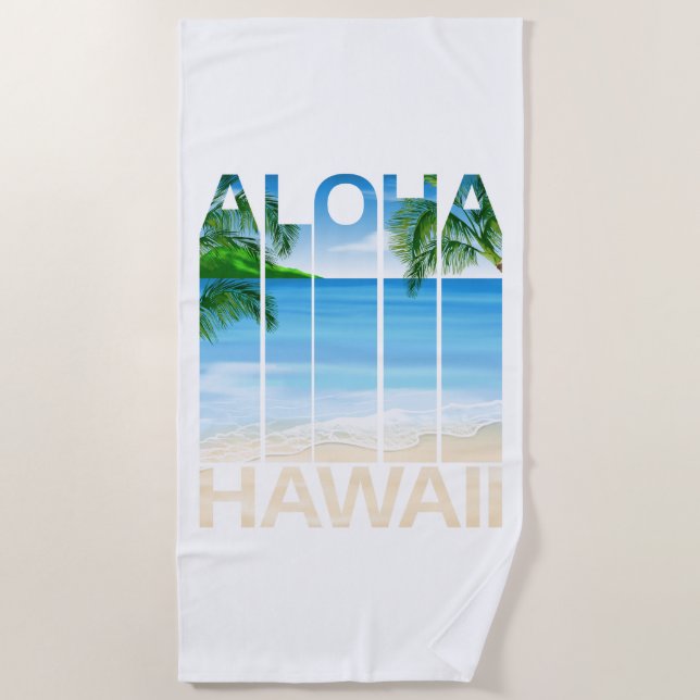 Toalla De Playa Playa Tropical de las Islas Hawaii Aloha (Anverso)