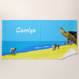 Toalla De Playa Playa tropical, Goa, India, tu nombre