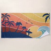 Playa Tropical Retro Surf Palmeras