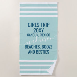 Toalla De Playa Playas Booze Besties Personalizado Chicas Verde az