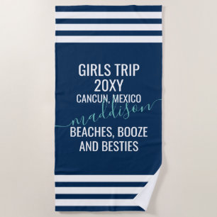 Toalla De Playa Playas y bestias de la marina personalizada Azul b