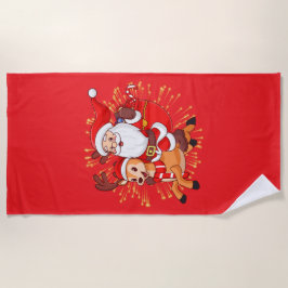 Toalla De Playa **"Playful Santa Claus Design – Fun and Festive Ch