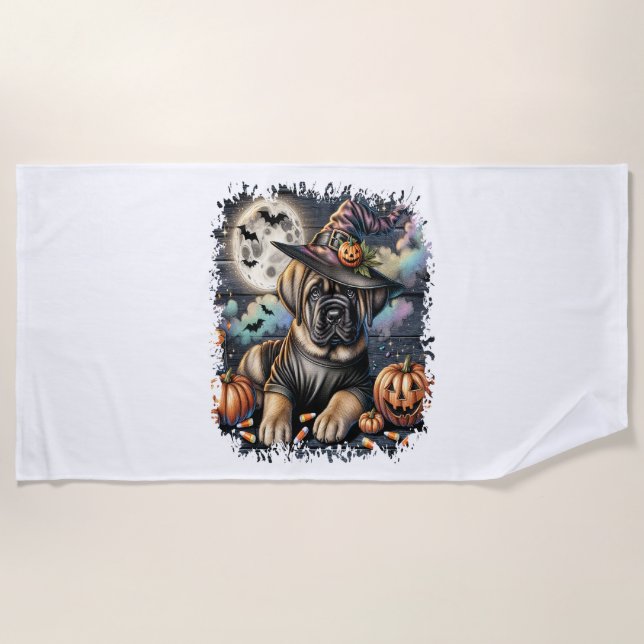 Toalla De Playa Plaza Mastiff Dog Halloween (Anverso)