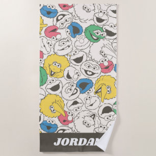 Toalla De Playa Plaza Sésamo Cabeza grande Añadir su nombre