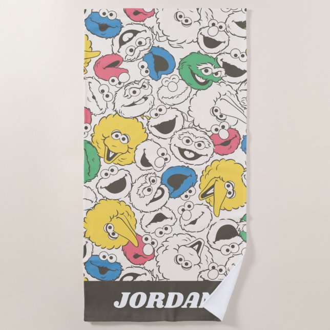 Toalla De Playa Plaza Sésamo | Cabeza grande | Añadir su nombre (Anverso)