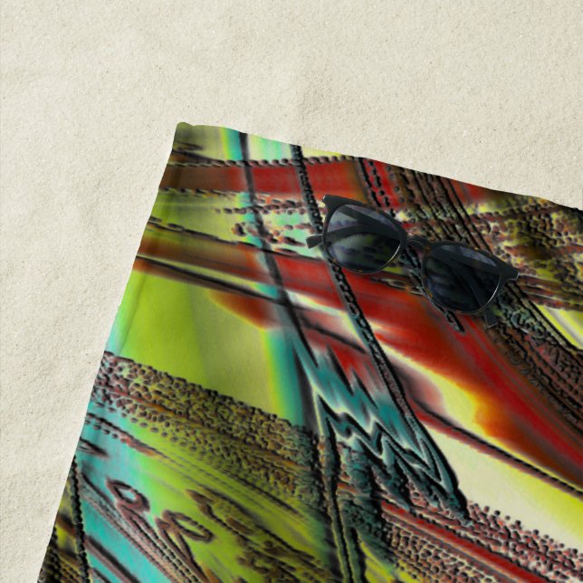 Toalla De Playa Plumas de pavo real cruzadas oscuras (In situ)