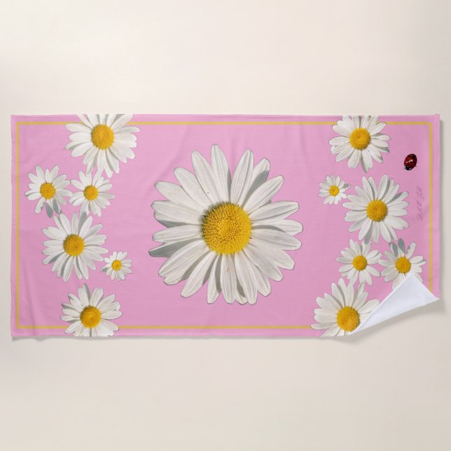 Toalla De Playa Pocket full of daisies beach towel.  (Anverso)