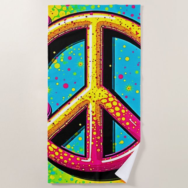 Toalla De Playa Poder Floral Groovy Paz (Anverso)