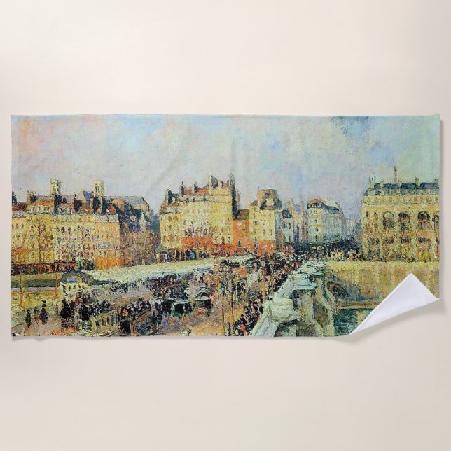 Toalla De Playa Pont Neuf, Tarde, Sunlight Camille Pissarro (Anverso)