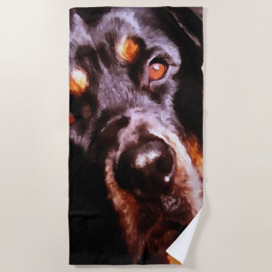 Toalla De Playa Portait Mascota artístico Rottweiler