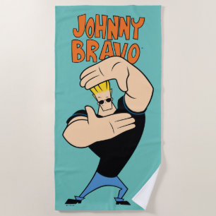 Toalla De Playa Pose del marco de imagen de Johnny Bravo