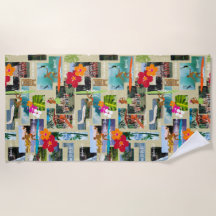 Postal hawaiana del vintage del paraíso de la