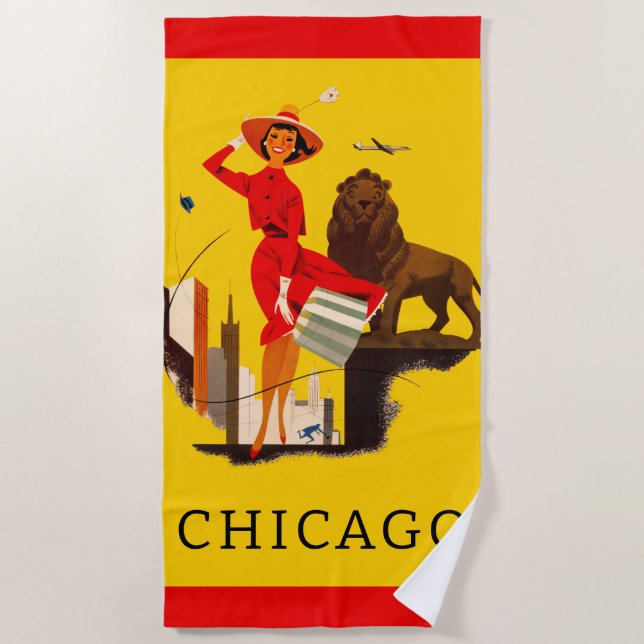 Toalla De Playa Poster de Chicago Windy City (Anverso)