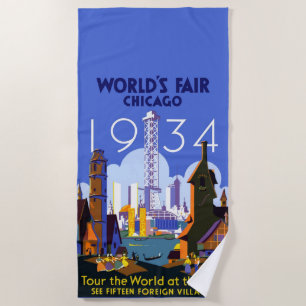 Toalla De Playa Poster de la Feria Mundial de Chicago 1934