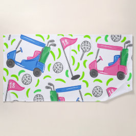 Toalla De Playa Preámbulo de golf verde azul rosa