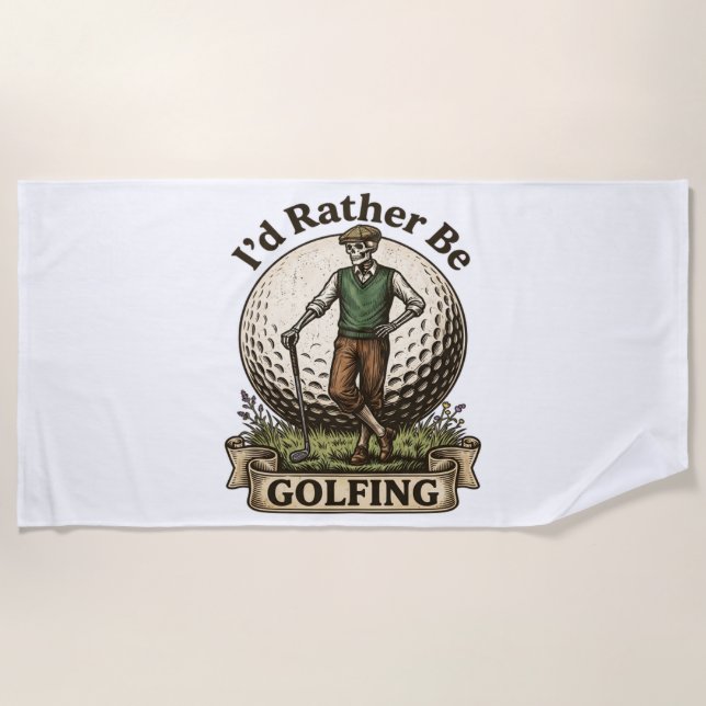 Toalla De Playa Preferiría estar jugando golf (Anverso)