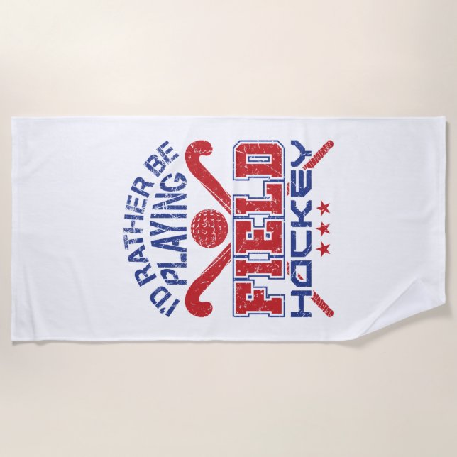 Toalla De Playa Prefiero jugar al hockey sobre hierba (Anverso)