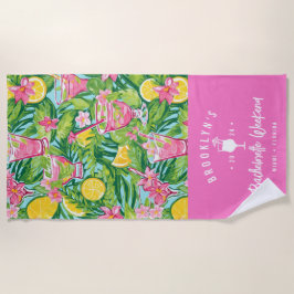 Toalla De Playa Preppy Lemon Cocktail | Bachelorette Weekend