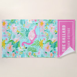 Toalla De Playa Preppy Summer Flamingo | Casa de playa