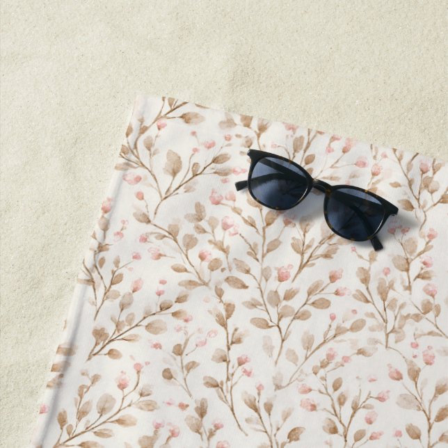 Toalla De Playa Pretty Blush Pink Cream Floral  (In situ)