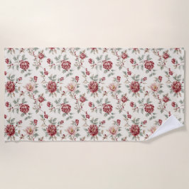 Toalla De Playa Pretty Chic Red Cream Floral