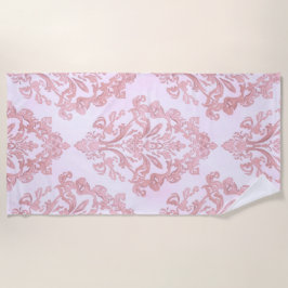 Toalla De Playa Pretty in Pink Victorian Damask Watercolor Pattern