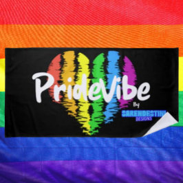 Toalla De Playa PrideVibe Rainbow Heart Beach Toalla: Negrita y Or