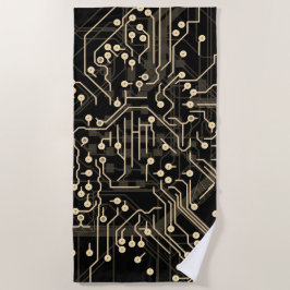 Toalla De Playa Proceso de enrutamiento Black Gold Resumen de Guay