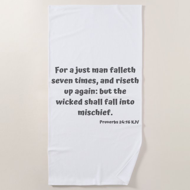 Toalla De Playa Proverbios 24:16 KJV Biblia Verse Scripture (Anverso)