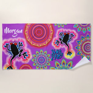 Toalla de playa psicodélica Rana caliente Surf púr