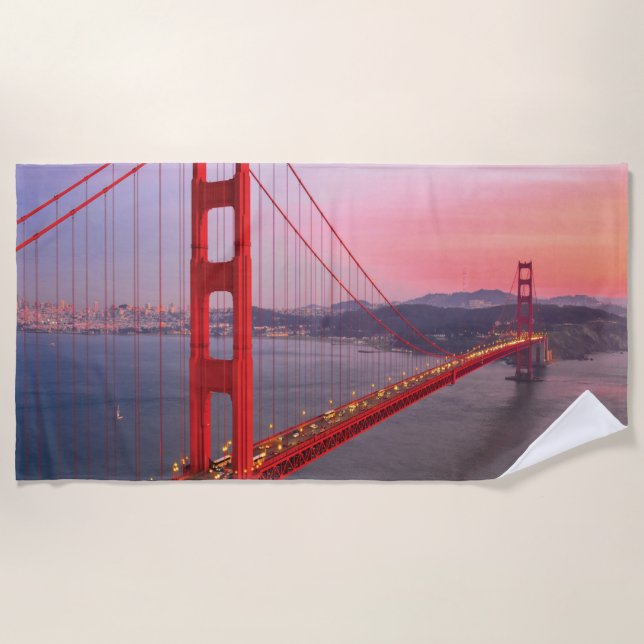 Toalla De Playa Puente de la puerta de oro tira almohada (Anverso)