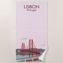 Toalla De Playa Puente de Lisboa sobre el río Tajo al estilo vinta