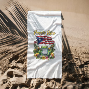 Toalla De Playa Puerto Rico Coquí Frog Boricua Pride